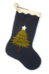 Hand Felted Wool Christmas Stocking - Tree Navy Blue Arcadia Home - ARCADIA HOME